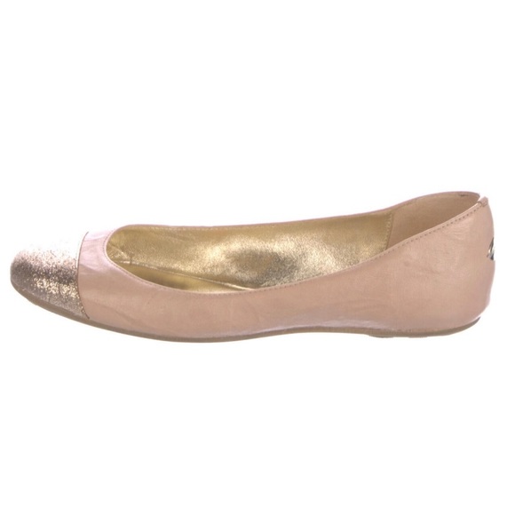 Jimmy Choo Leather Ballet Soft Biker Pink Ballet Flats Gold Cap Accents Sz 6.5 - Picture 2 of 13
